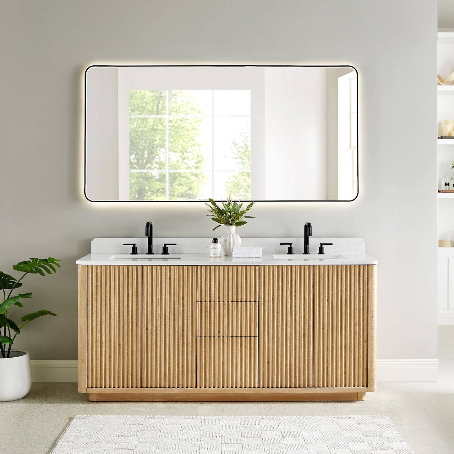 Altair Designs Clayton 72" double vanity with top - 580072-WL-GW-NM