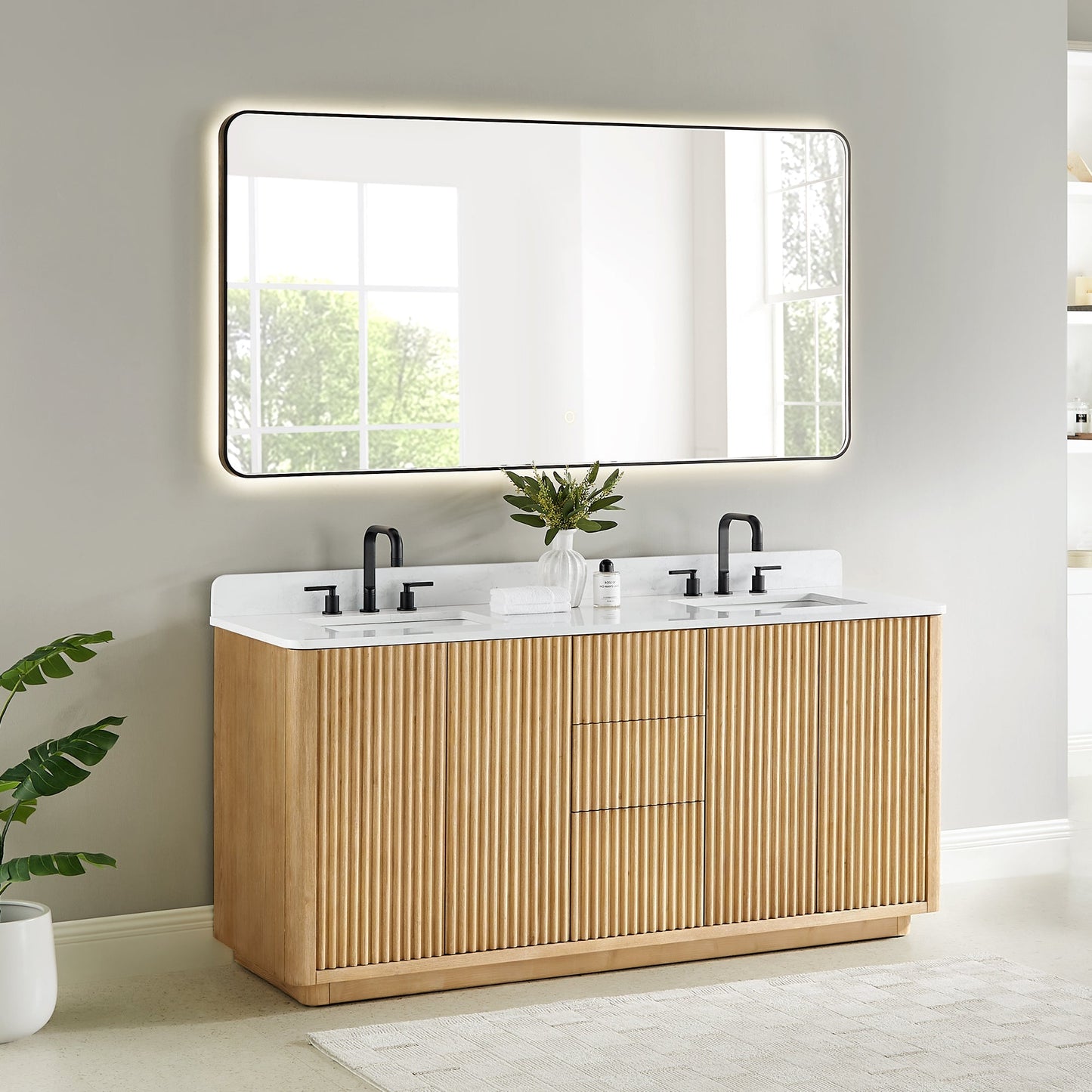 Altair Designs Clayton 72" double vanity with top - 580072-WL-GW-NM