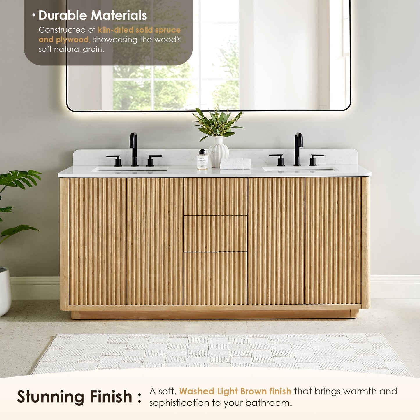 Altair Designs Clayton 72" double vanity with top - 580072-WL-GW-NM