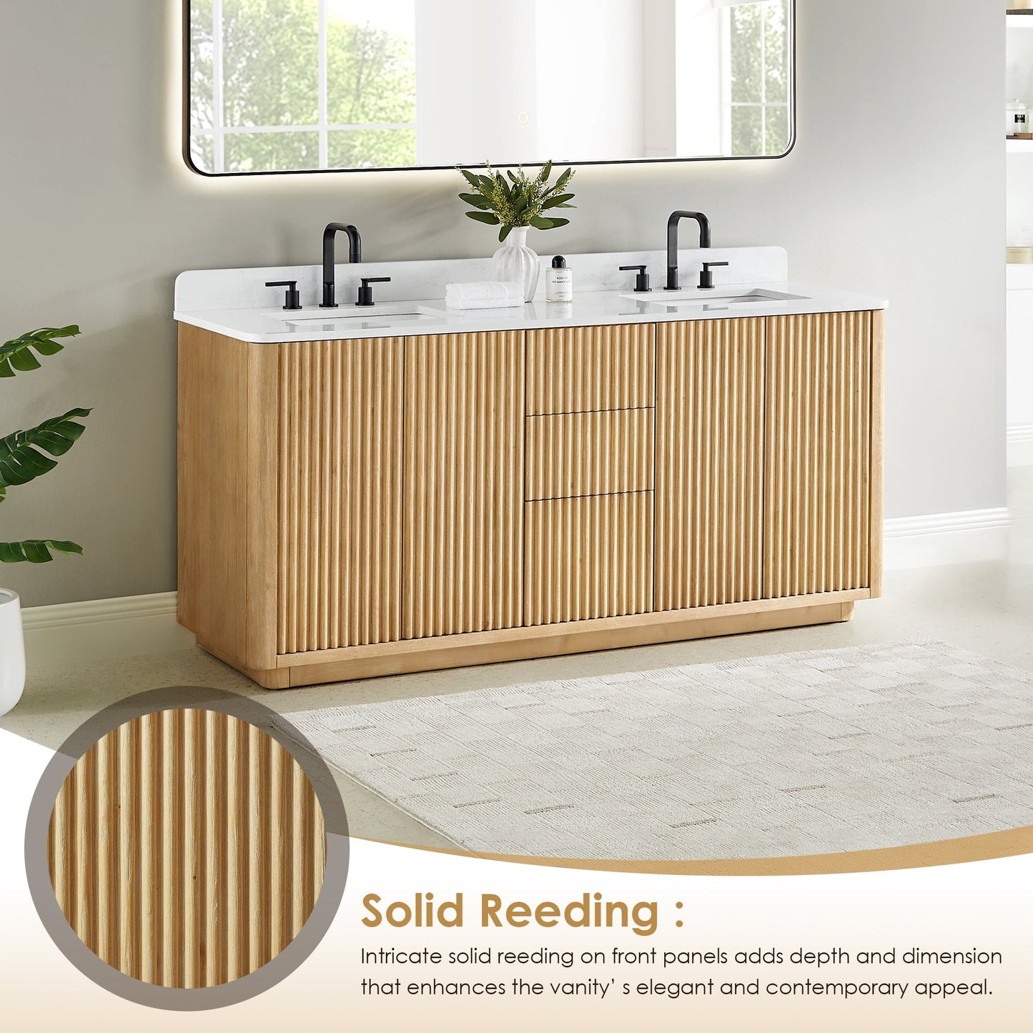 Altair Designs Clayton 72" double vanity with top - 580072-WL-GW-NM