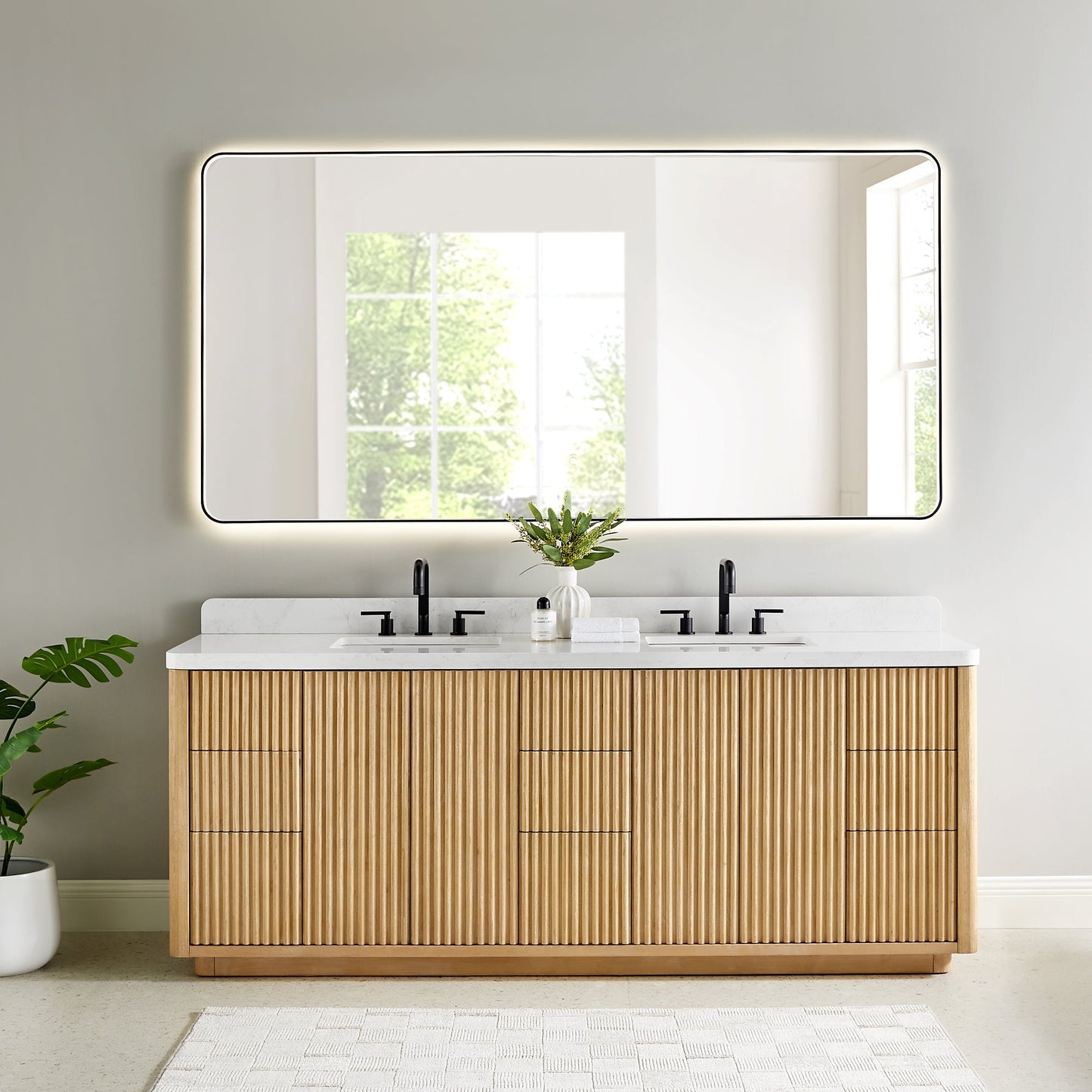 Altair Designs Clayton 84" double vanity with top - 580084-WL-GW-NM