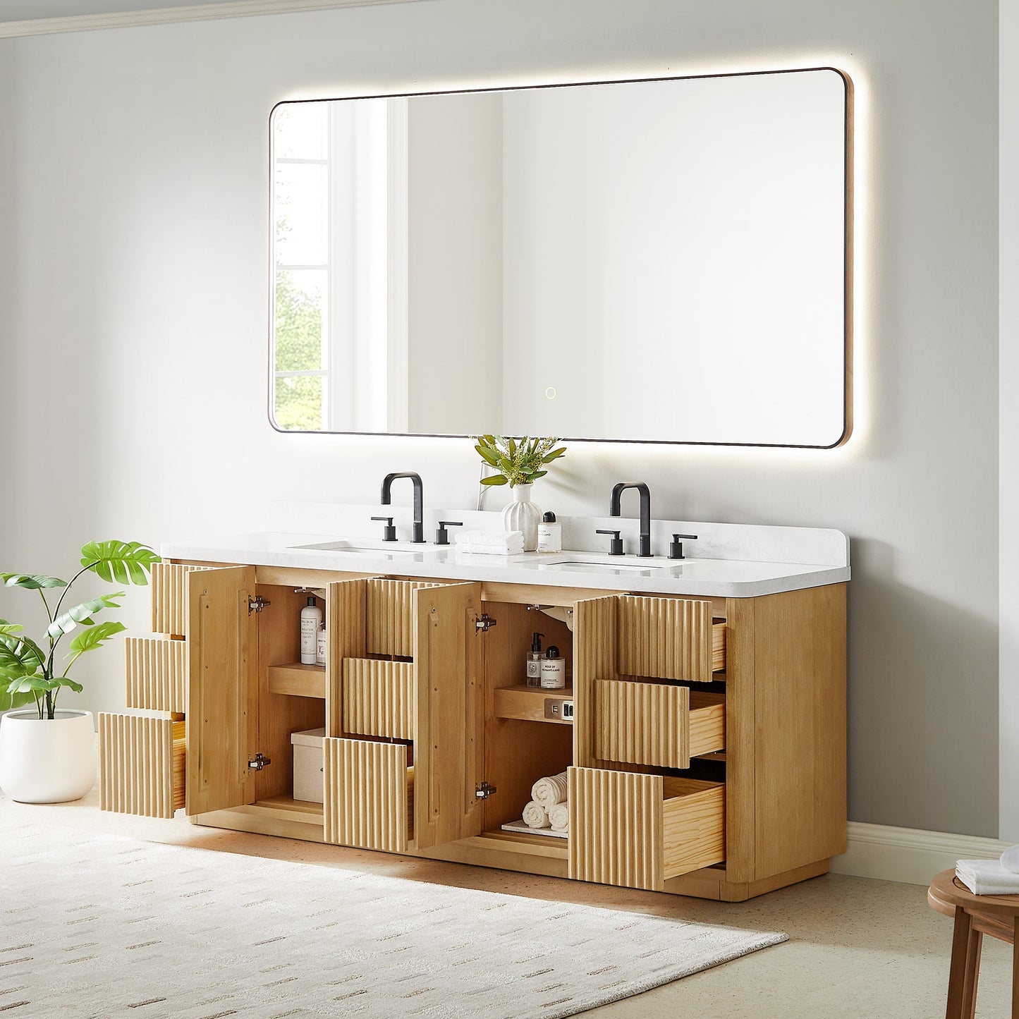 Altair Designs Clayton 84" double vanity with top - 580084-WL-GW-NM