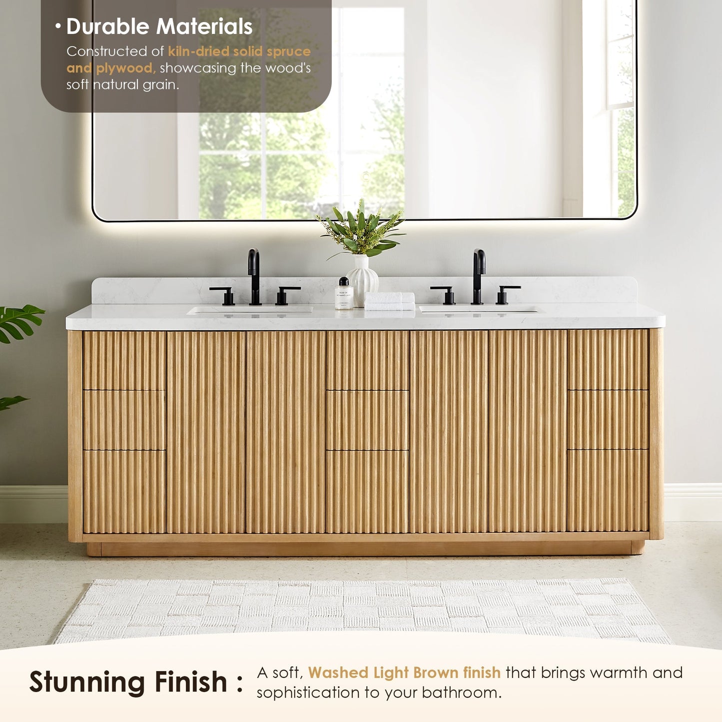 Altair Designs Clayton 84" double vanity with top - 580084-WL-GW-NM