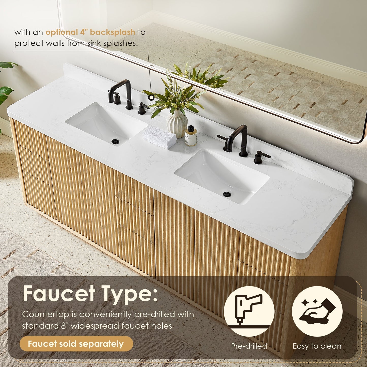 Altair Designs Clayton 84" double vanity with top - 580084-WL-GW-NM