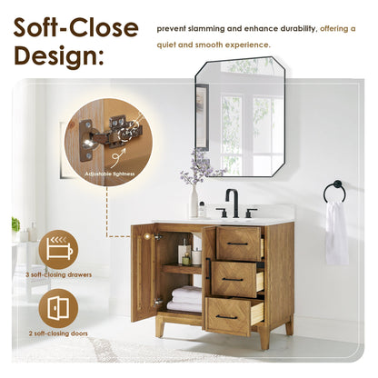 Altair Designs Clara 36"/48"/60"/72" single/double vanity with top - 587036-WB-CTQ-NM