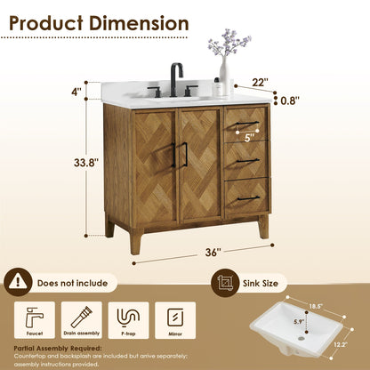 Altair Designs Clara 36"/48"/60"/72" single/double vanity with top - 587036-WB-CTQ-NM