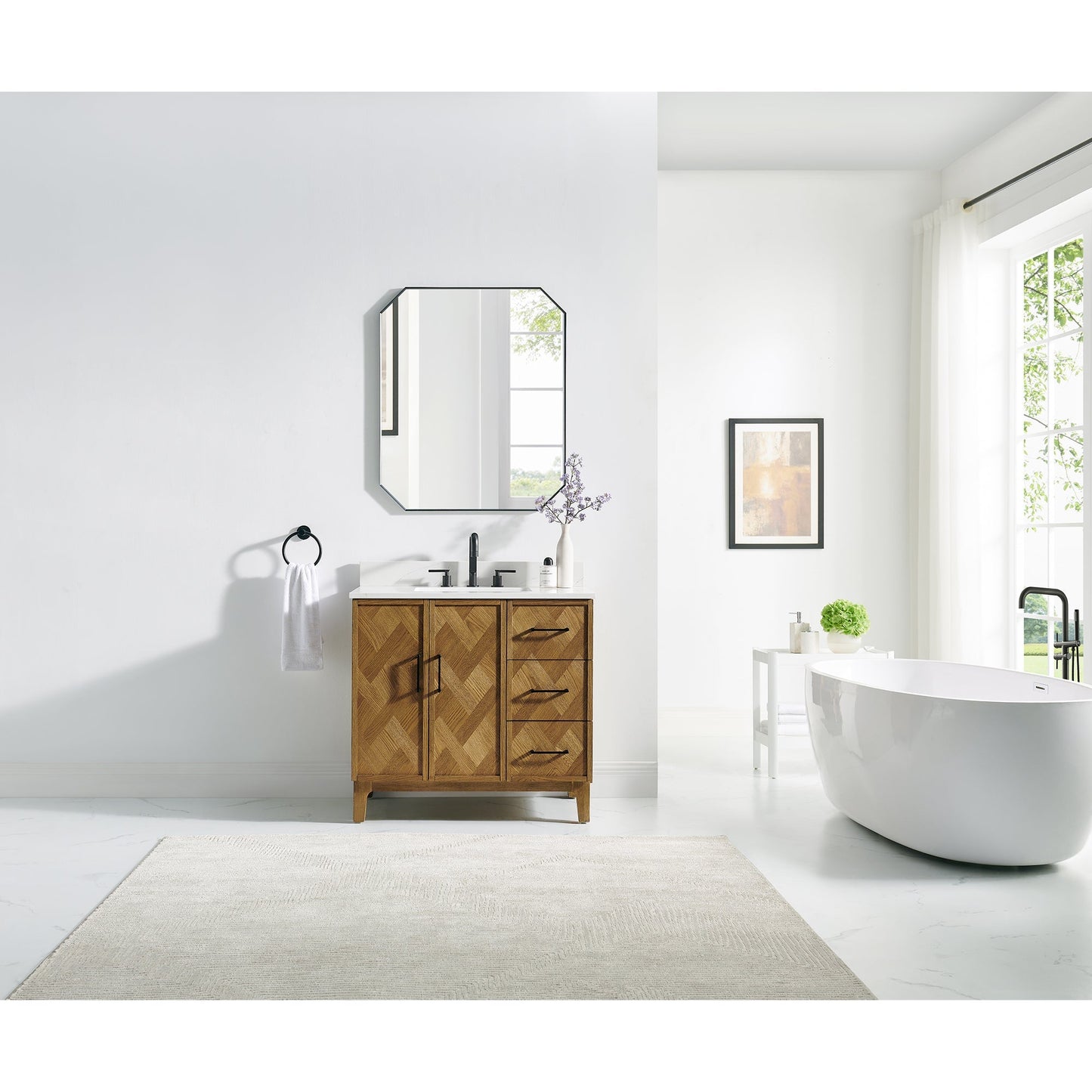 Altair Designs Clara 36"/48"/60"/72" single/double vanity with top - 587036-WB-CTQ-NM