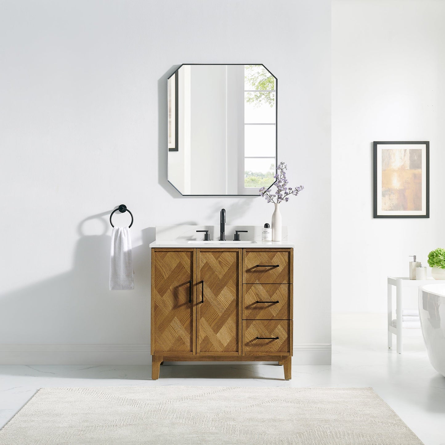 Altair Designs Clara 36"/48"/60"/72" single/double vanity with top - 587036-WB-CTQ-NM