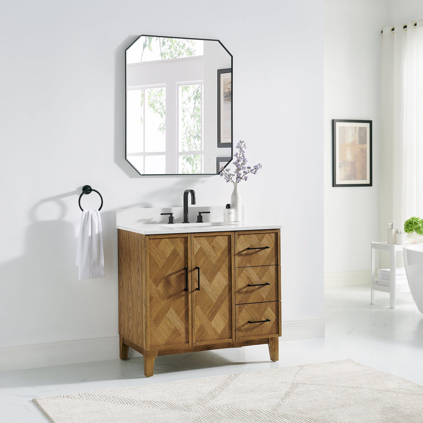 Altair Designs Clara 36"/48"/60"/72" single/double vanity with top - 587036-WB-CTQ-NM