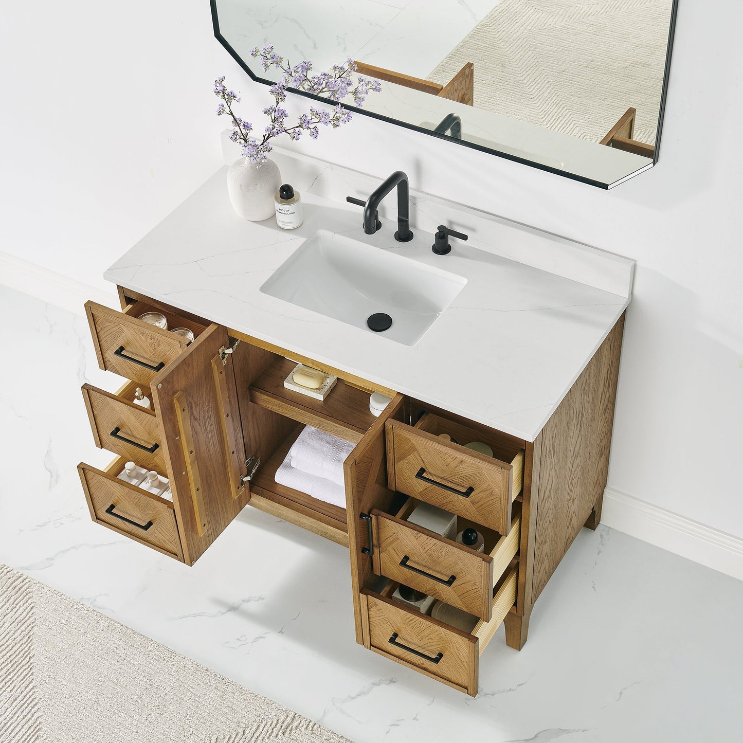 Altair Designs Clara 36"/48"/60"/72" single/double vanity with top - 587036-WB-CTQ-NM