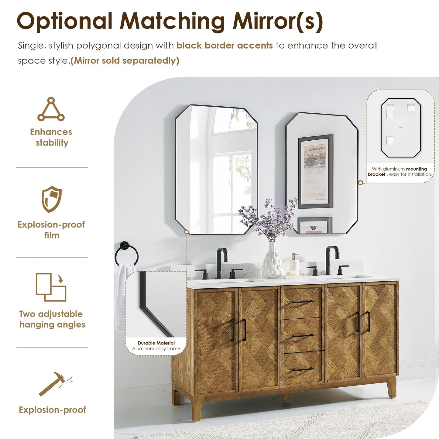 Altair Designs Clara 36"/48"/60"/72" single/double vanity with top - 587036-WB-CTQ-NM
