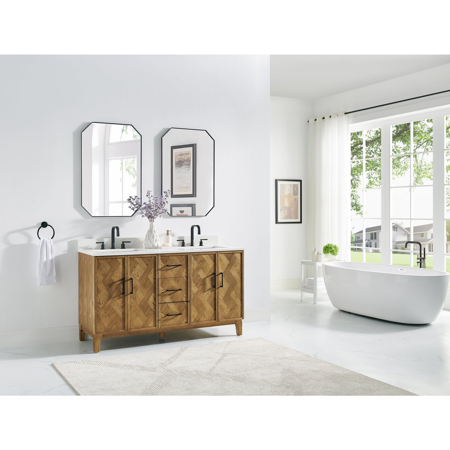 Altair Designs Clara 36"/48"/60"/72" single/double vanity with top - 587036-WB-CTQ-NM