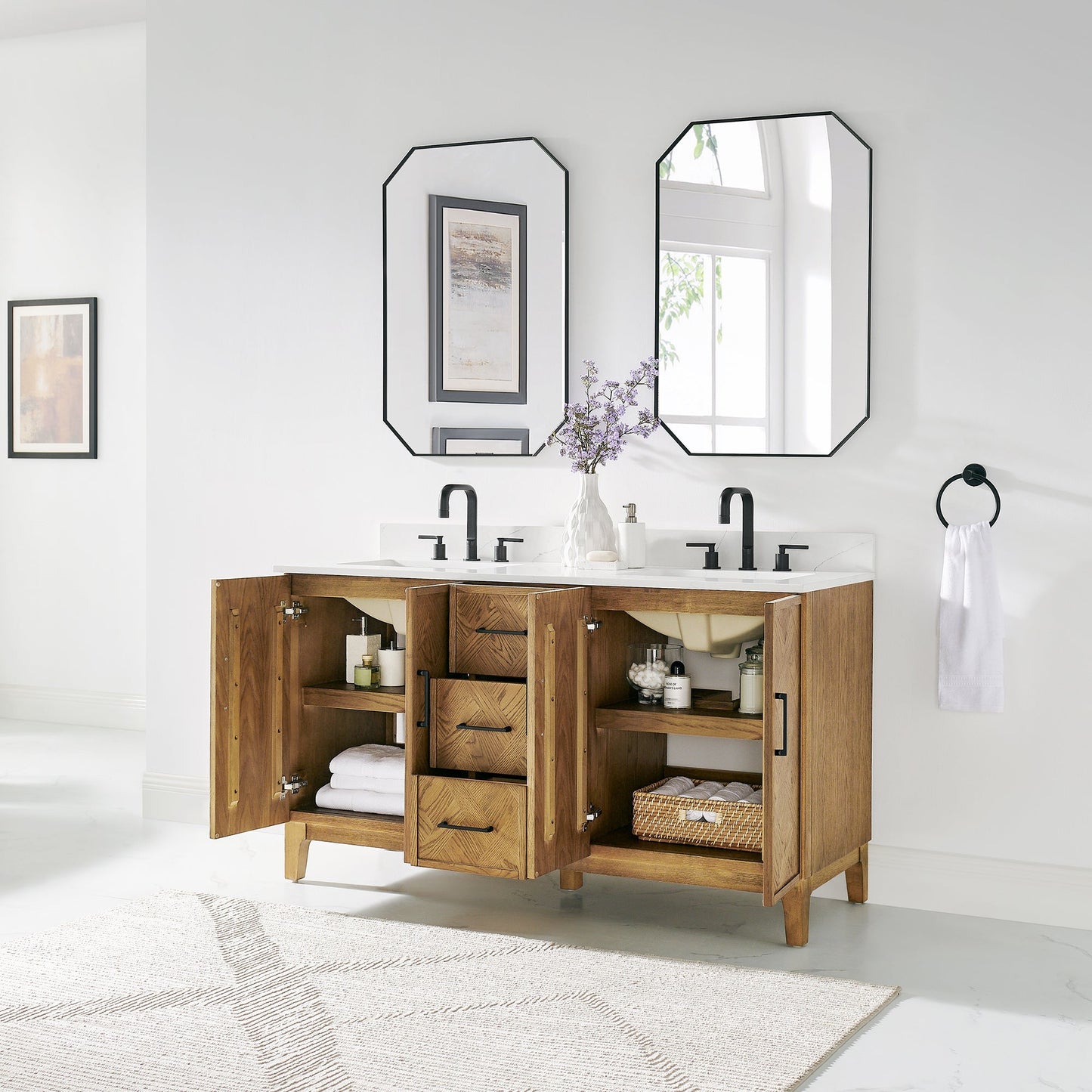 Altair Designs Clara 36"/48"/60"/72" single/double vanity with top - 587036-WB-CTQ-NM