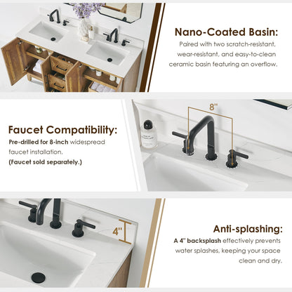 Altair Designs Clara 36"/48"/60"/72" single/double vanity with top - 587036-WB-CTQ-NM