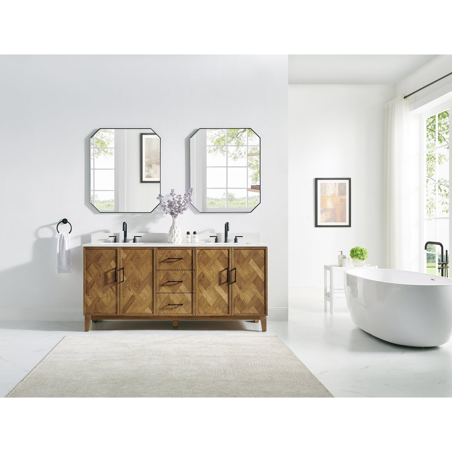 Altair Designs Clara 36"/48"/60"/72" single/double vanity with top - 587036-WB-CTQ-NM