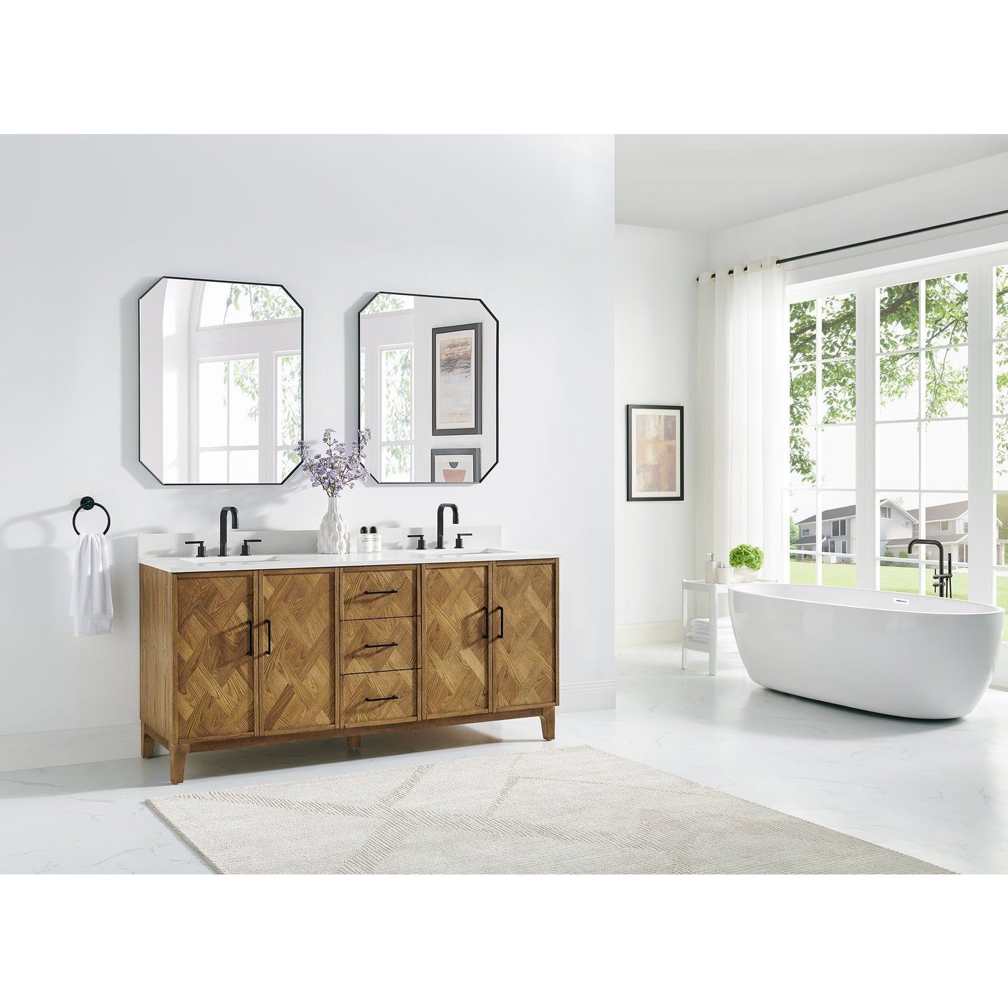 Altair Designs Clara 36"/48"/60"/72" single/double vanity with top - 587036-WB-CTQ-NM