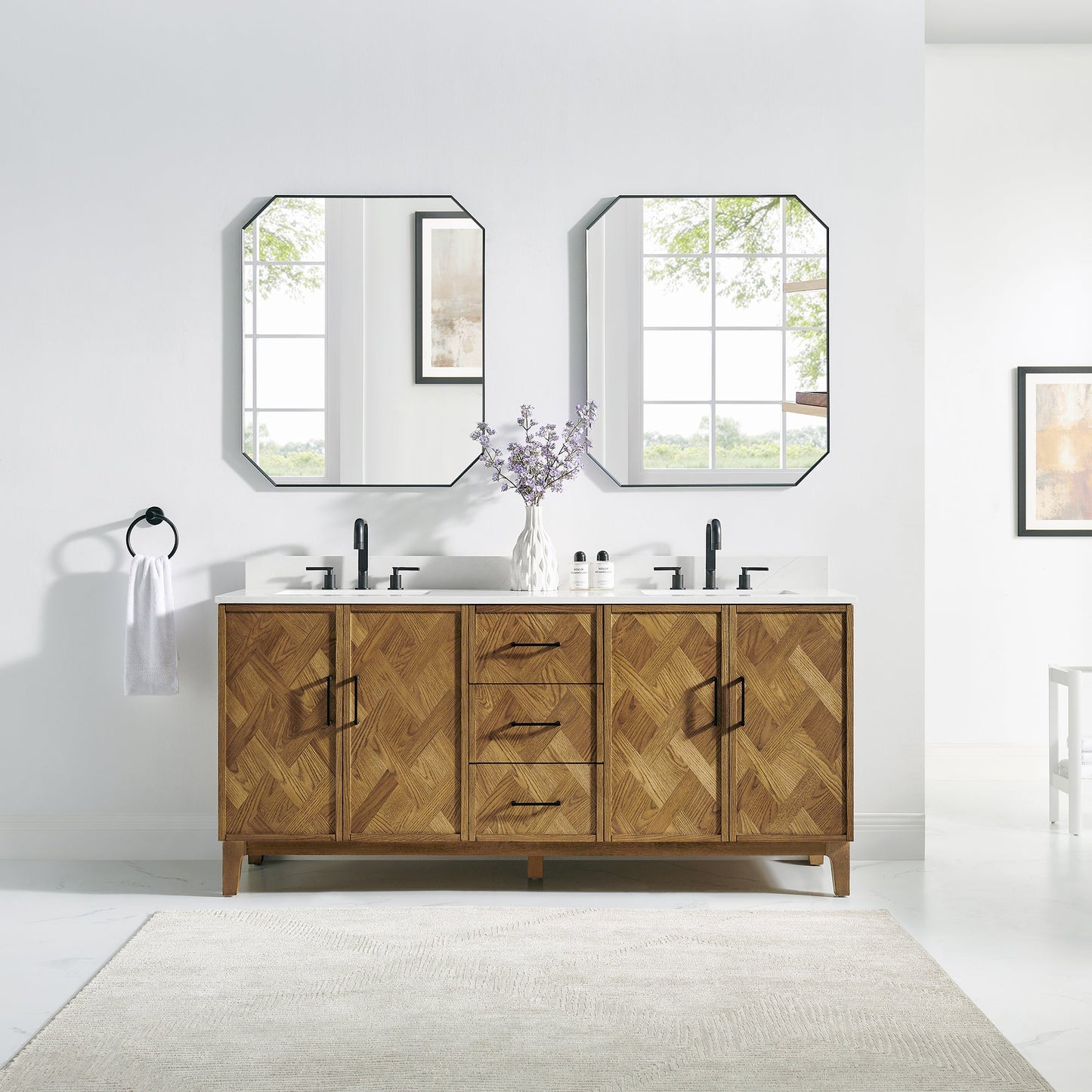 Altair Designs Clara 36"/48"/60"/72" single/double vanity with top - 587036-WB-CTQ-NM