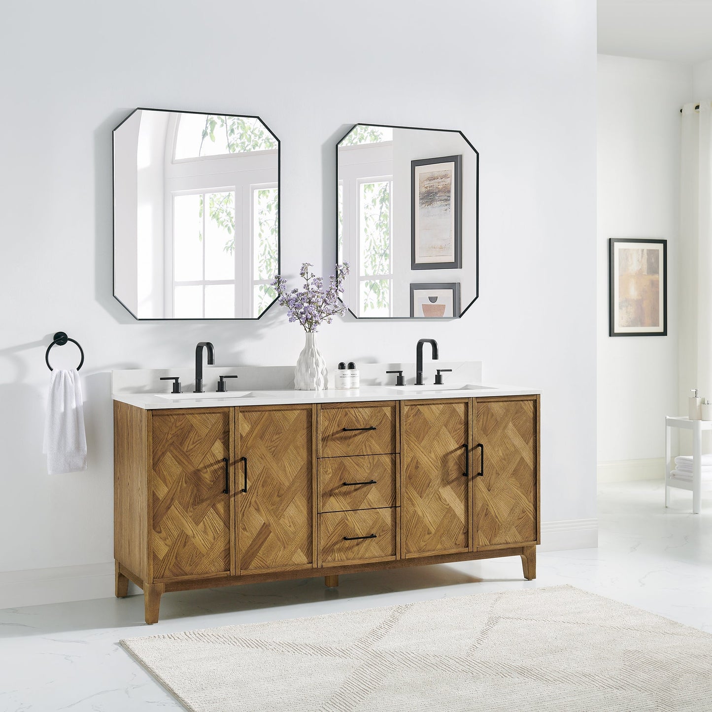 Altair Designs Clara 36"/48"/60"/72" single/double vanity with top - 587036-WB-CTQ-NM