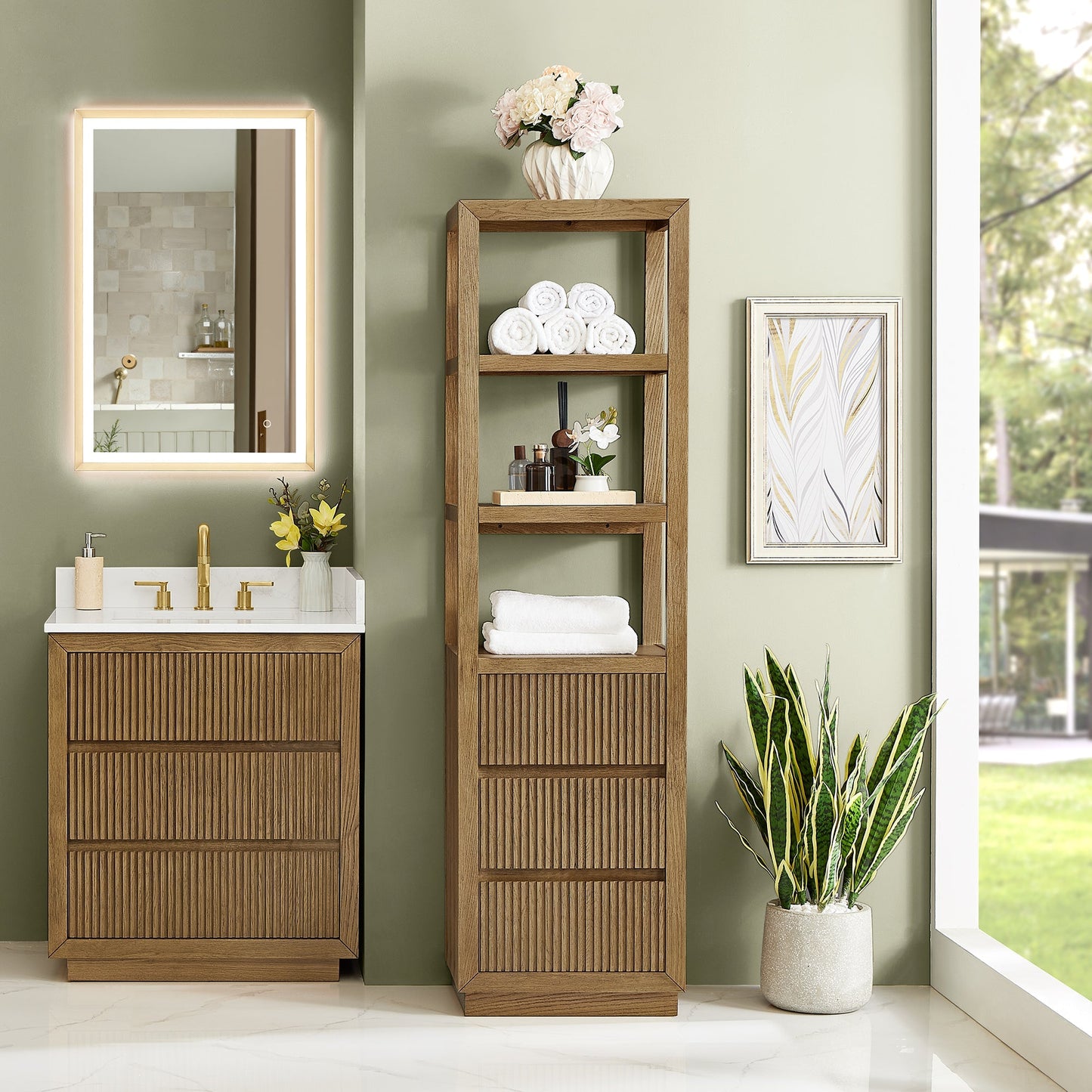Altair Designs Navan 20" Freestanding Linen Cabinet in Weathered Brown - 588020-SCB-WB