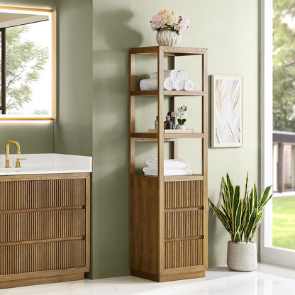 Altair Designs Navan 20" Freestanding Linen Cabinet in Weathered Brown - 588020-SCB-WB
