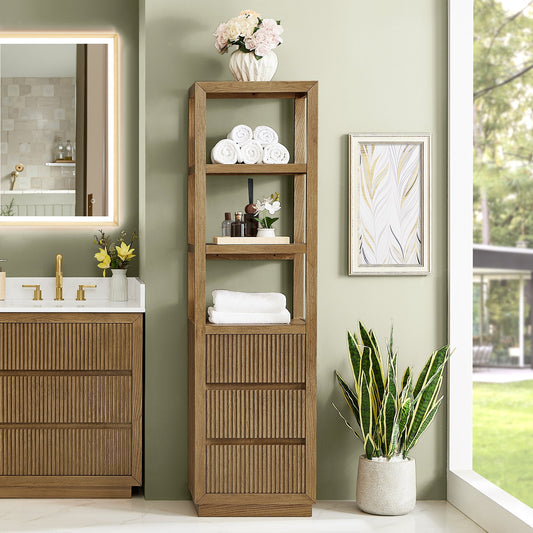 Altair Designs Navan 20" Freestanding Linen Cabinet in Weathered Brown - 588020-SCB-WB