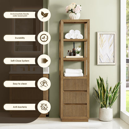 Altair Designs Navan 20" Freestanding Linen Cabinet in Weathered Brown - 588020-SCB-WB