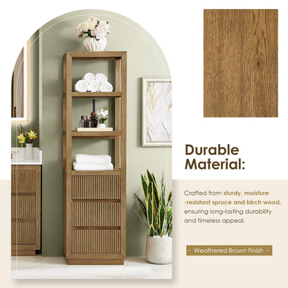 Altair Designs Navan 20" Freestanding Linen Cabinet in Weathered Brown - 588020-SCB-WB