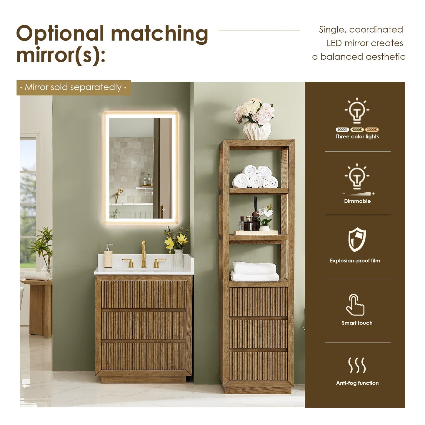 Altair Designs Navan 30"/36"/48"/60"/72" single/double vanity with top - 588030-WB-GW-NM