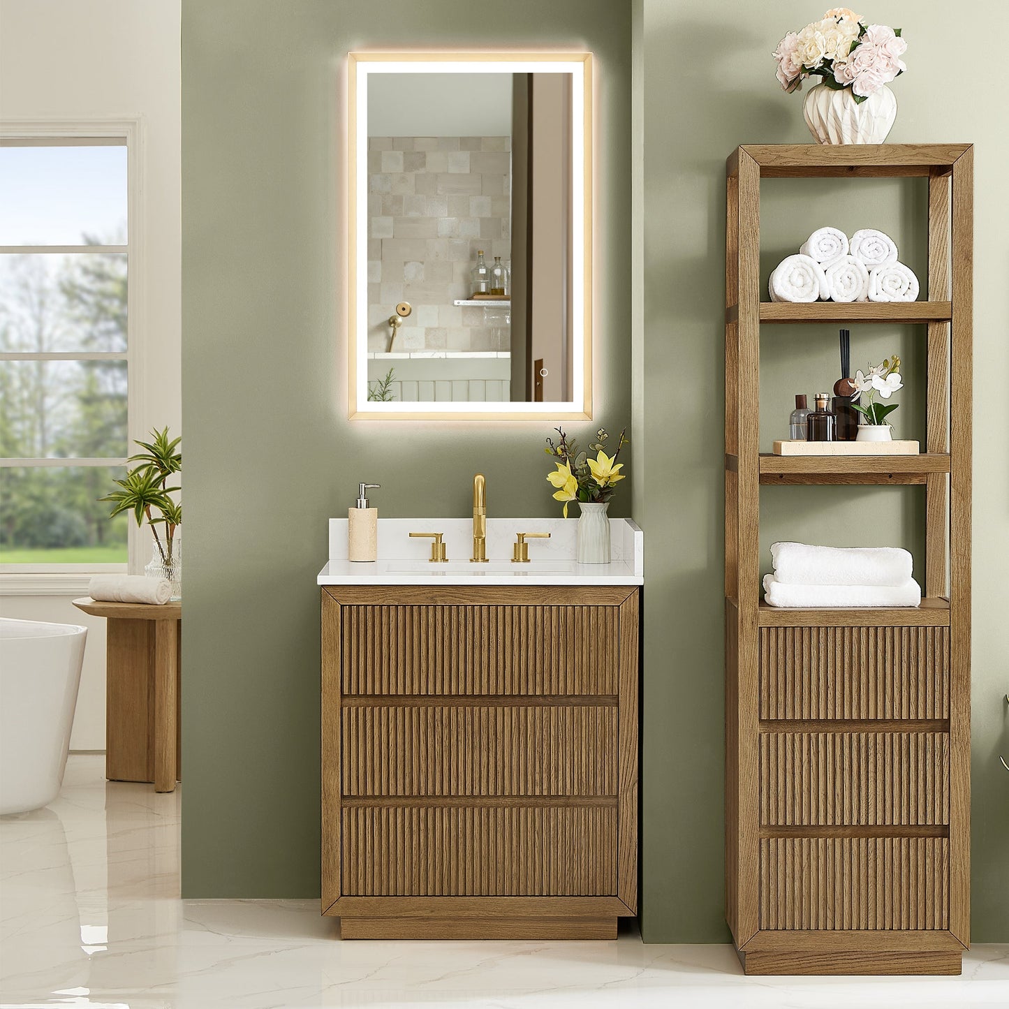 Altair Designs Navan 30"/36"/48"/60"/72" single/double vanity with top - 588030-WB-GW-NM
