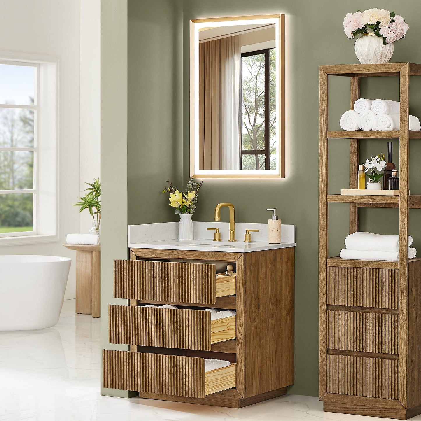 Altair Designs Navan 30"/36"/48"/60"/72" single/double vanity with top - 588030-WB-GW-NM