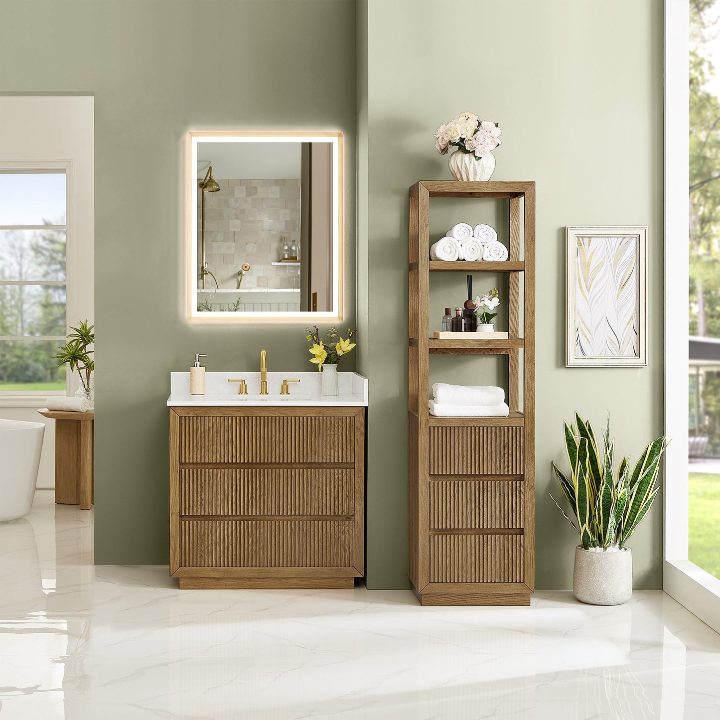 Altair Designs Navan 30"/36"/48"/60"/72" single/double vanity with top - 588030-WB-GW-NM