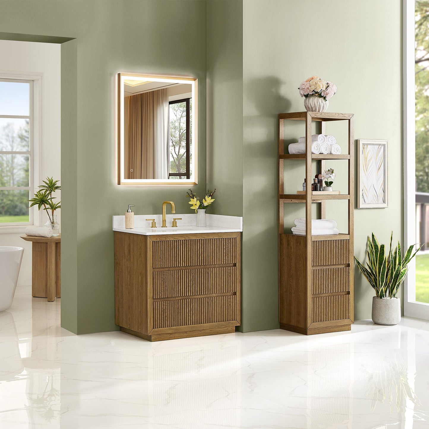 Altair Designs Navan 30"/36"/48"/60"/72" single/double vanity with top - 588030-WB-GW-NM