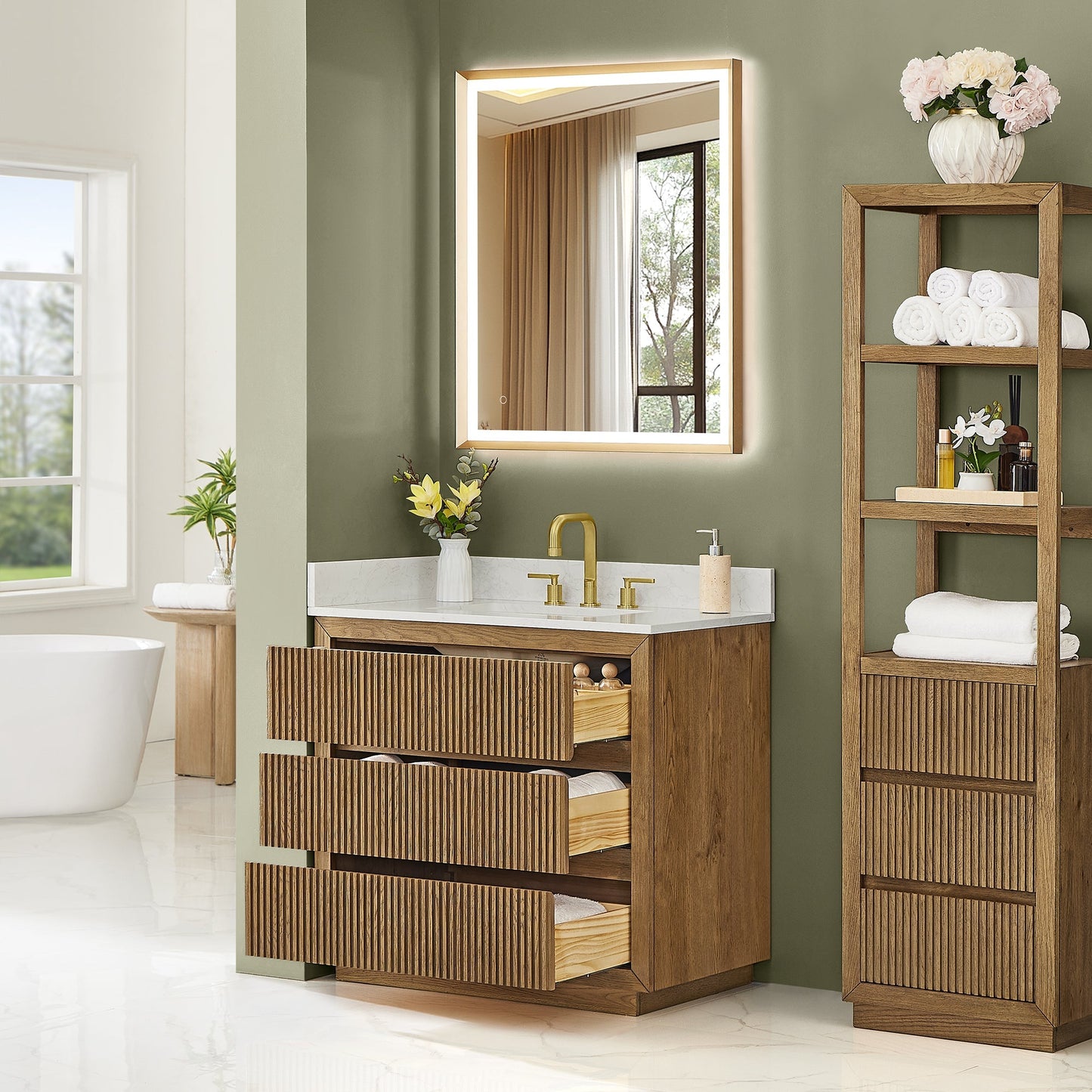 Altair Designs Navan 30"/36"/48"/60"/72" single/double vanity with top - 588030-WB-GW-NM