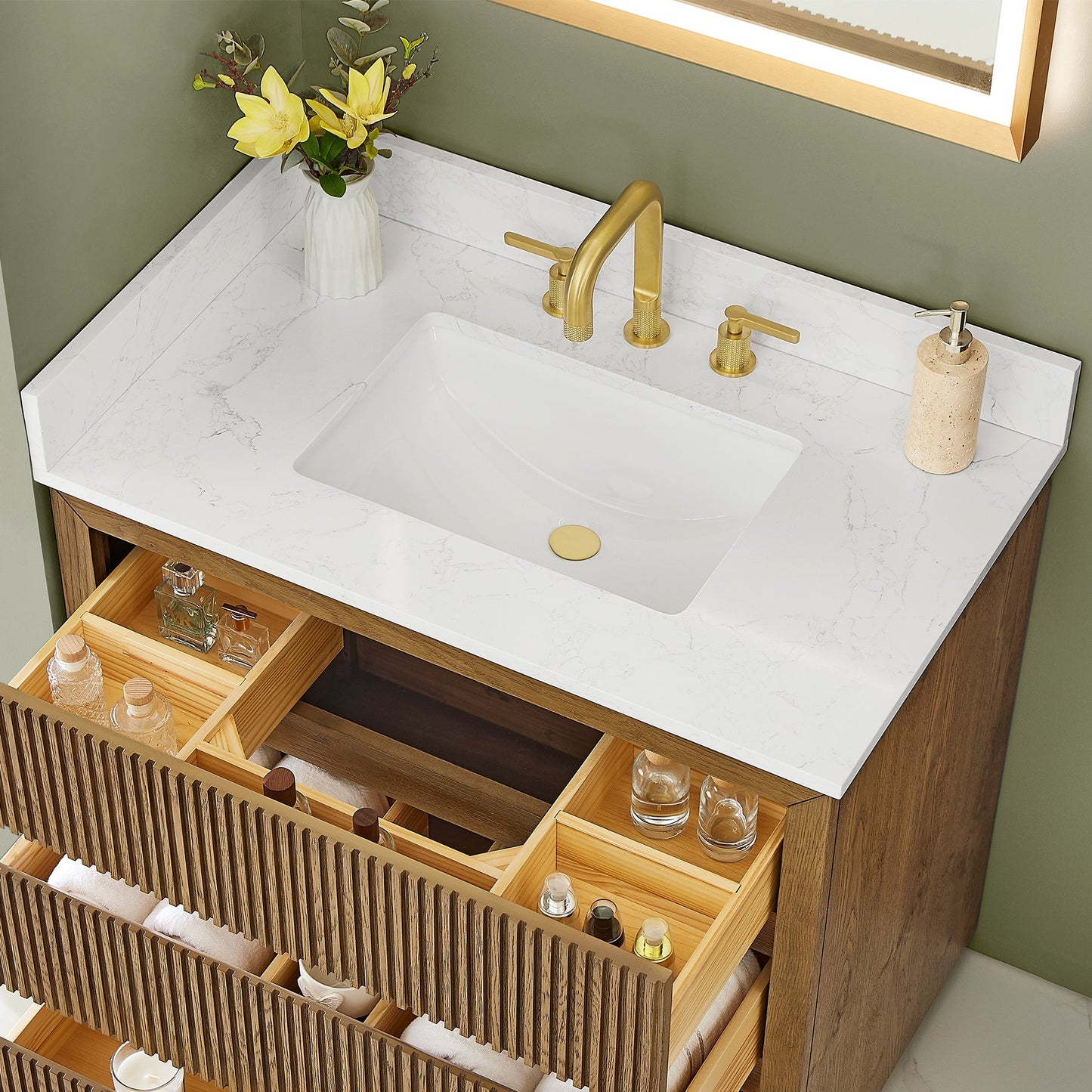 Altair Designs Navan 30"/36"/48"/60"/72" single/double vanity with top - 588030-WB-GW-NM