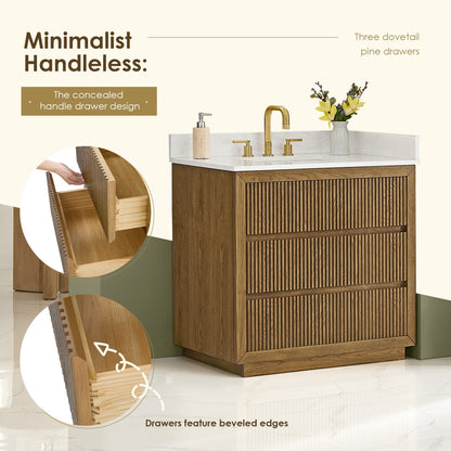 Altair Designs Navan 30"/36"/48"/60"/72" single/double vanity with top - 588030-WB-GW-NM