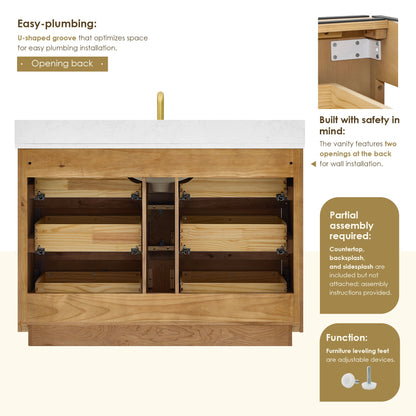 Altair Designs Navan 30"/36"/48"/60"/72" single/double vanity with top - 588030-WB-GW-NM