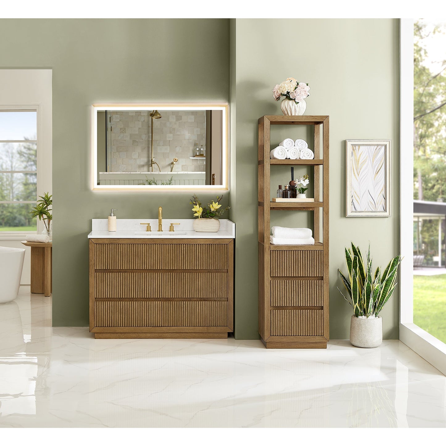 Altair Designs Navan 30"/36"/48"/60"/72" single/double vanity with top - 588030-WB-GW-NM