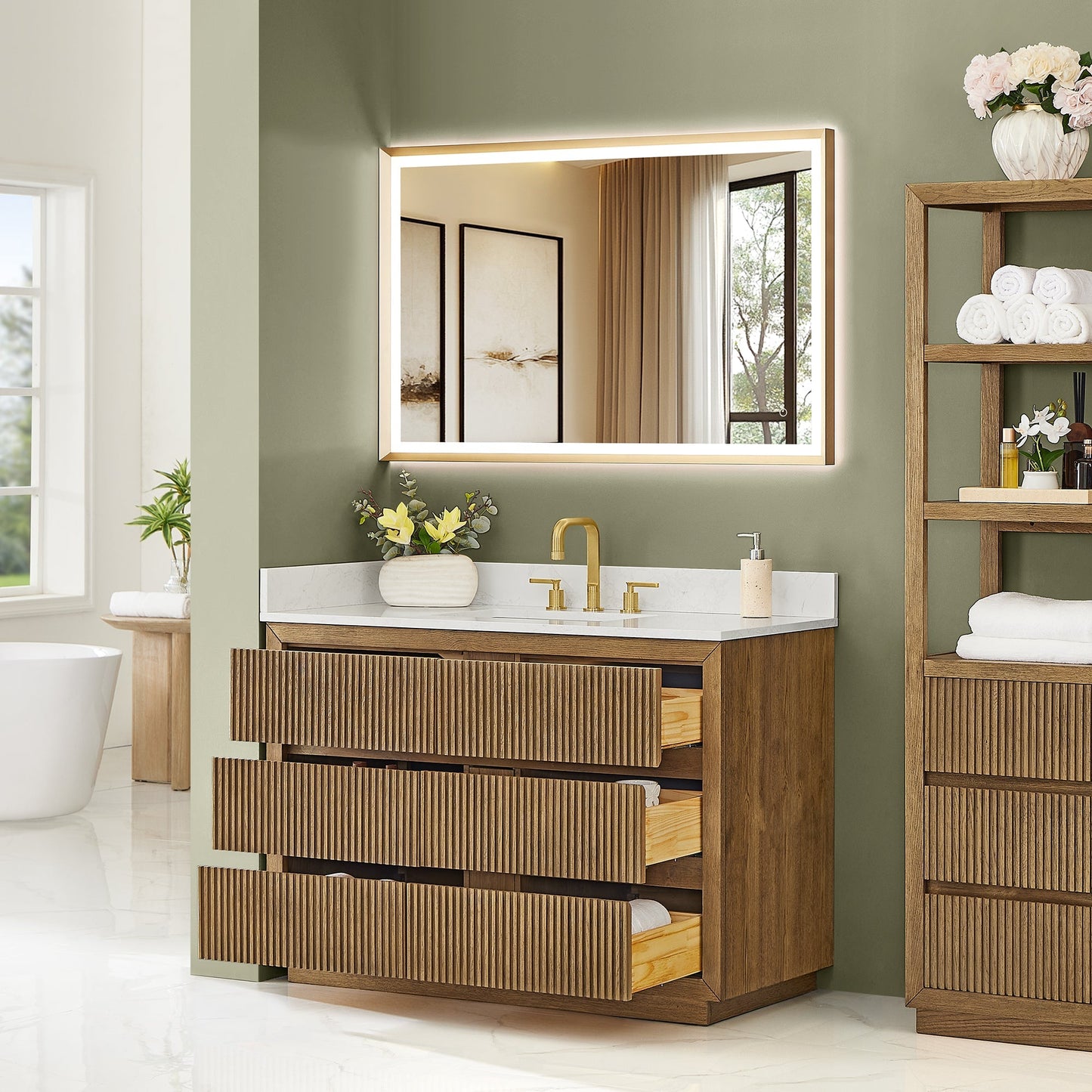 Altair Designs Navan 30"/36"/48"/60"/72" single/double vanity with top - 588030-WB-GW-NM