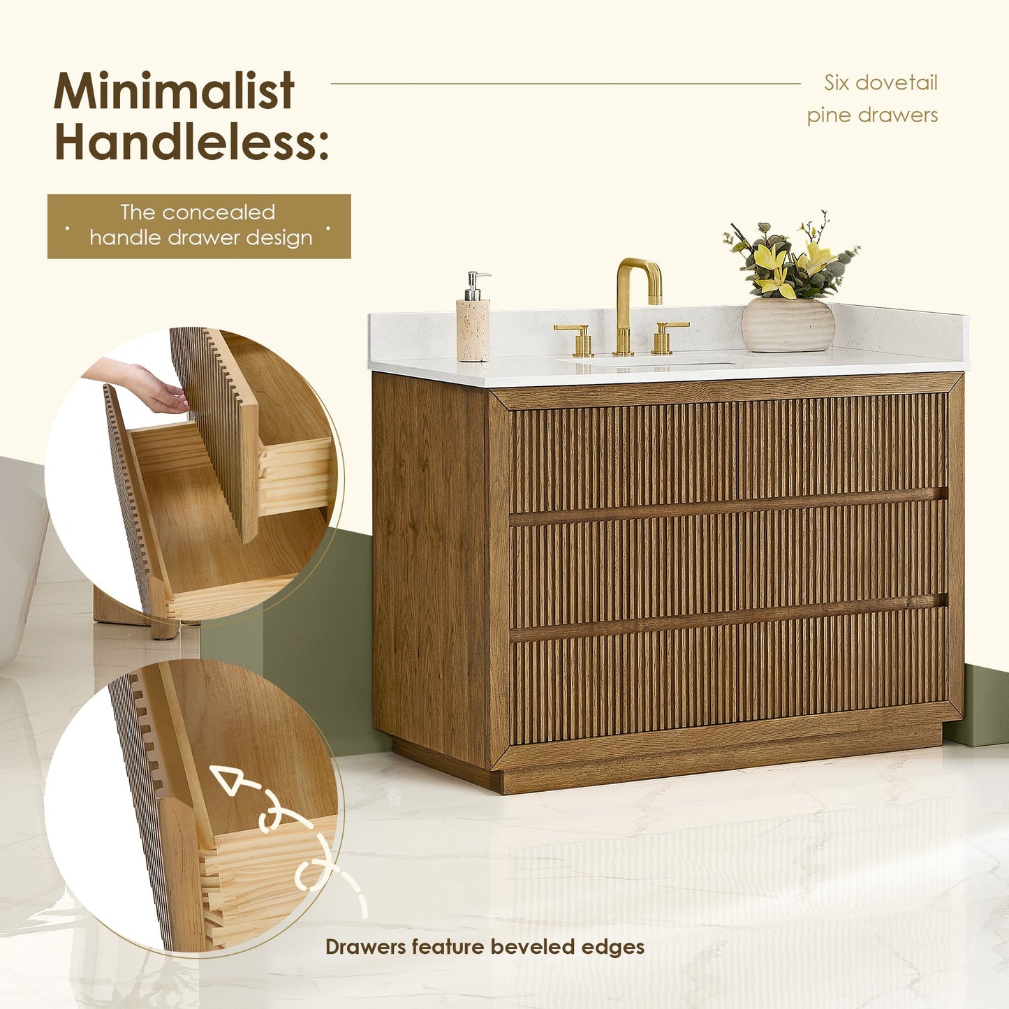 Altair Designs Navan 30"/36"/48"/60"/72" single/double vanity with top - 588030-WB-GW-NM