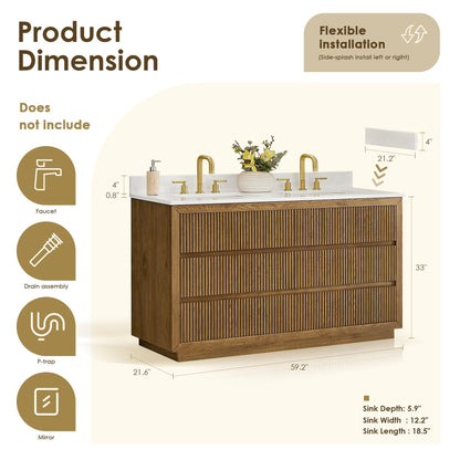 Altair Designs Navan 30"/36"/48"/60"/72" single/double vanity with top - 588030-WB-GW-NM