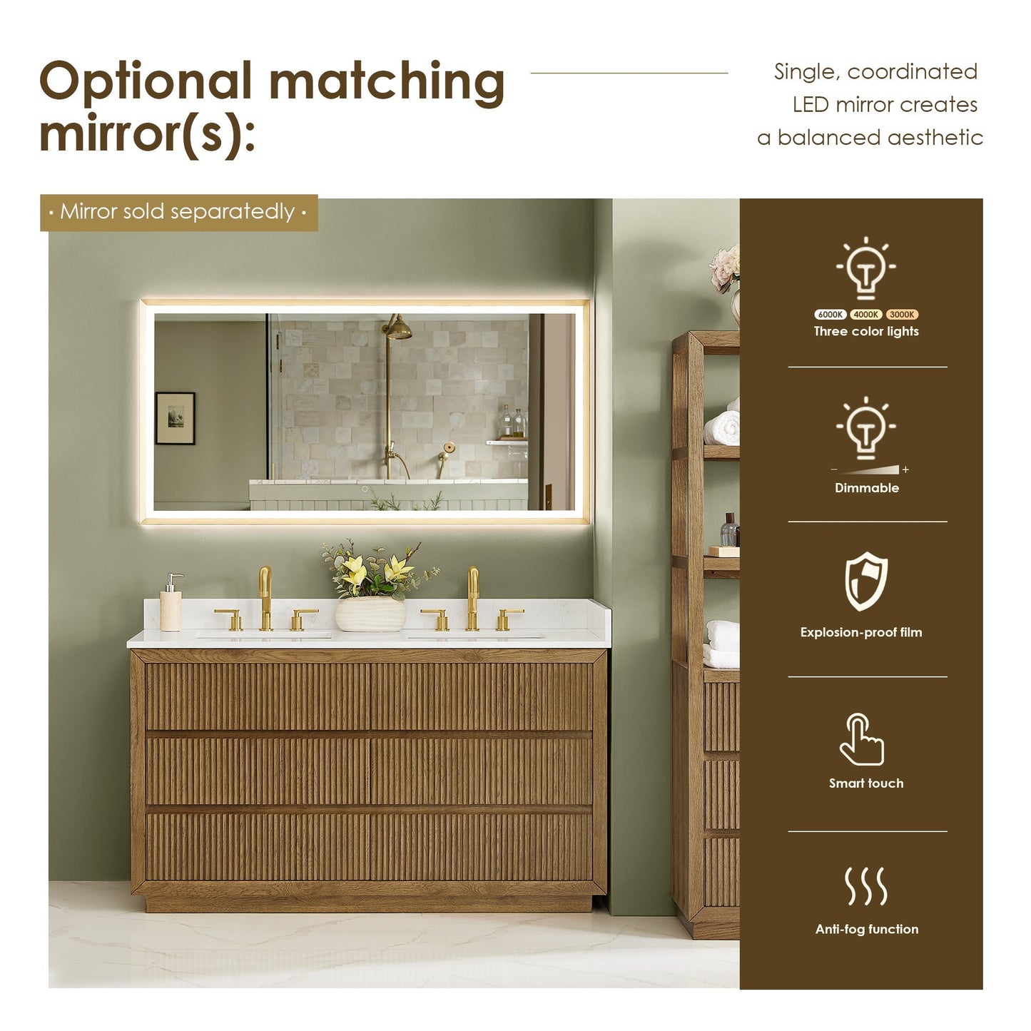 Altair Designs Navan 30"/36"/48"/60"/72" single/double vanity with top - 588030-WB-GW-NM