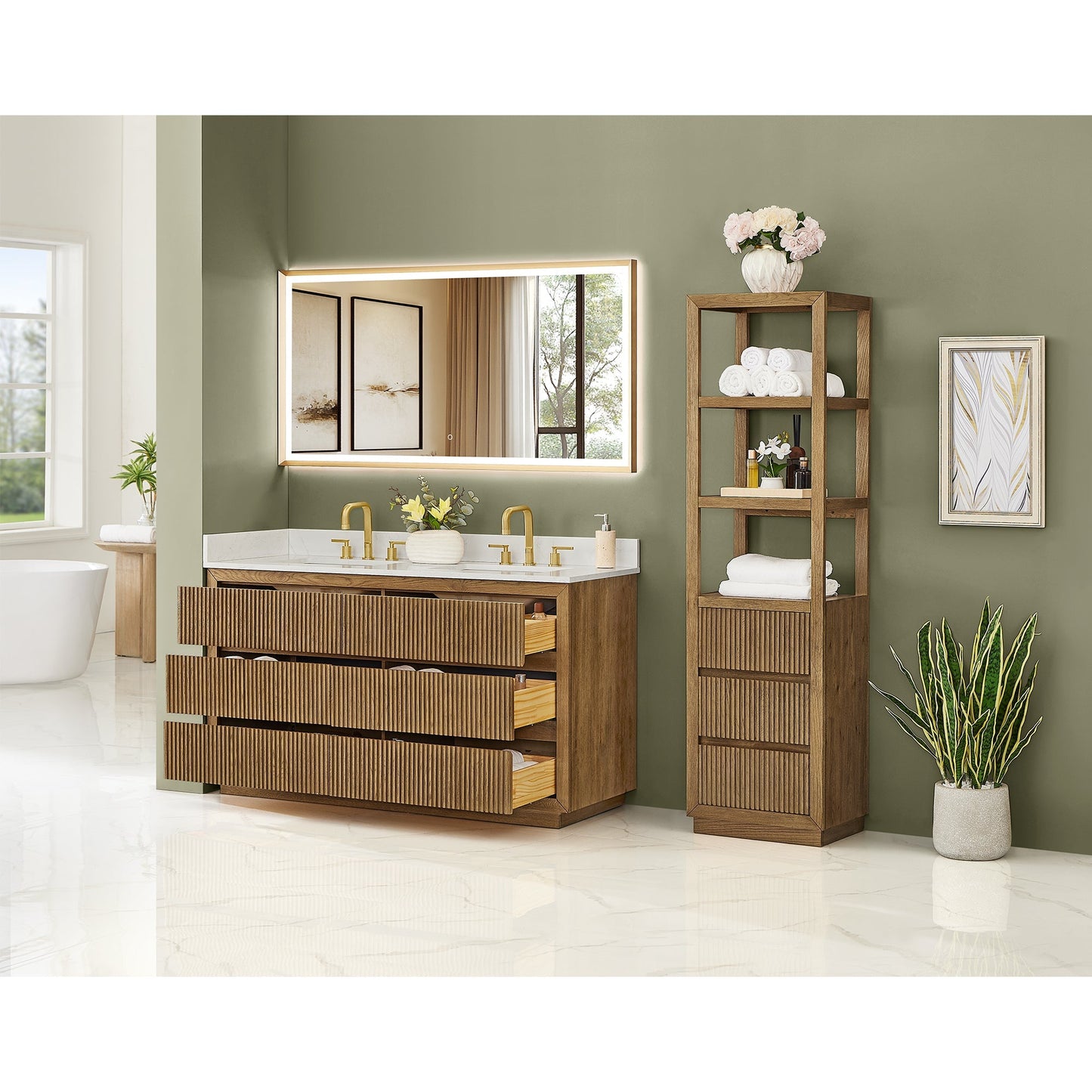 Altair Designs Navan 30"/36"/48"/60"/72" single/double vanity with top - 588030-WB-GW-NM