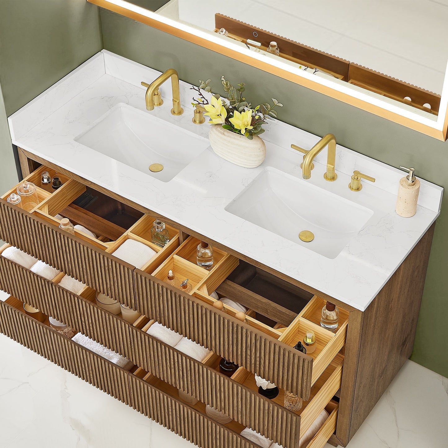Altair Designs Navan 30"/36"/48"/60"/72" single/double vanity with top - 588030-WB-GW-NM