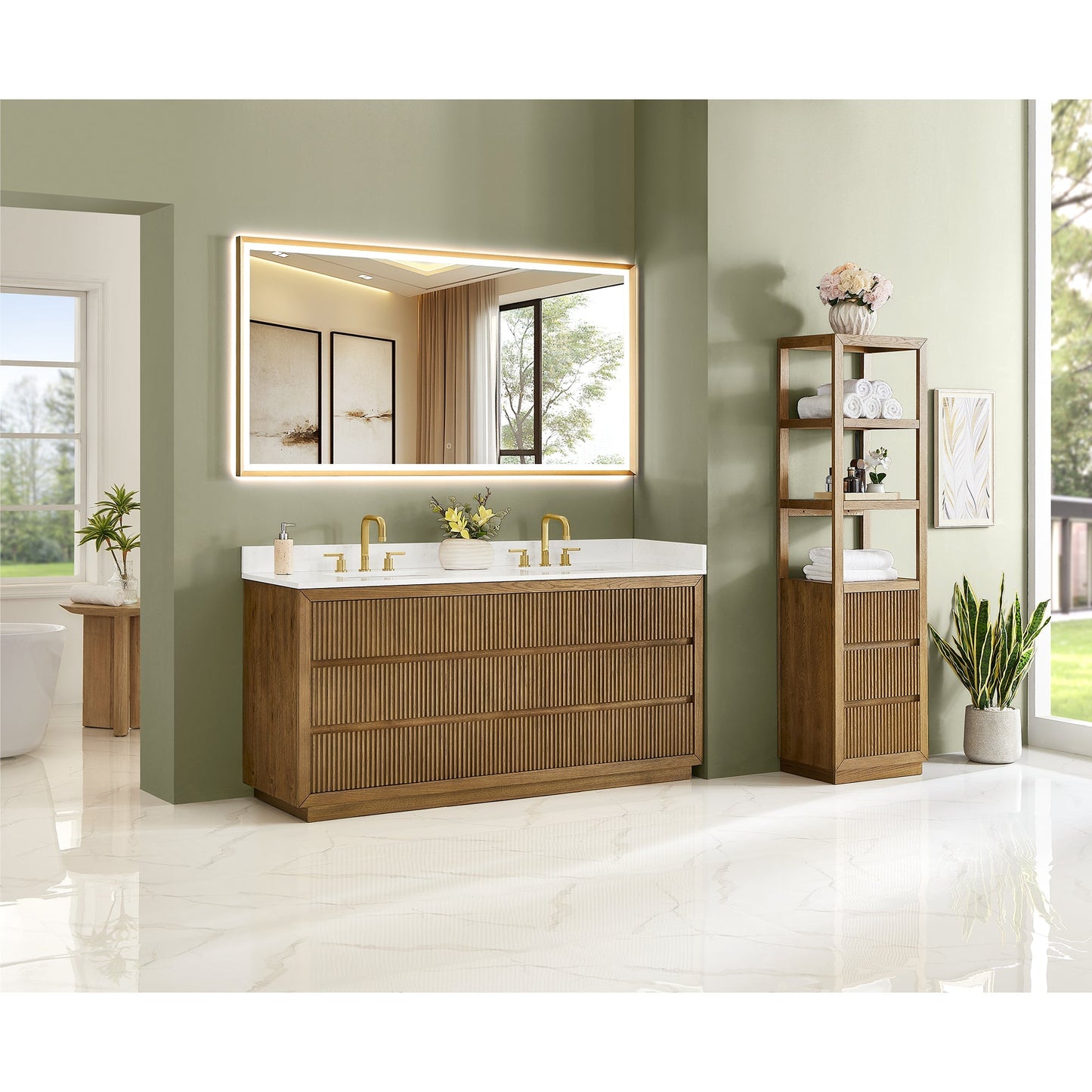 Altair Designs Navan 30"/36"/48"/60"/72" single/double vanity with top - 588030-WB-GW-NM