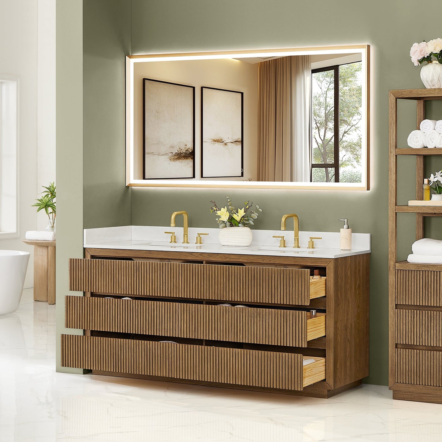 Altair Designs Navan 30"/36"/48"/60"/72" single/double vanity with top - 588030-WB-GW-NM