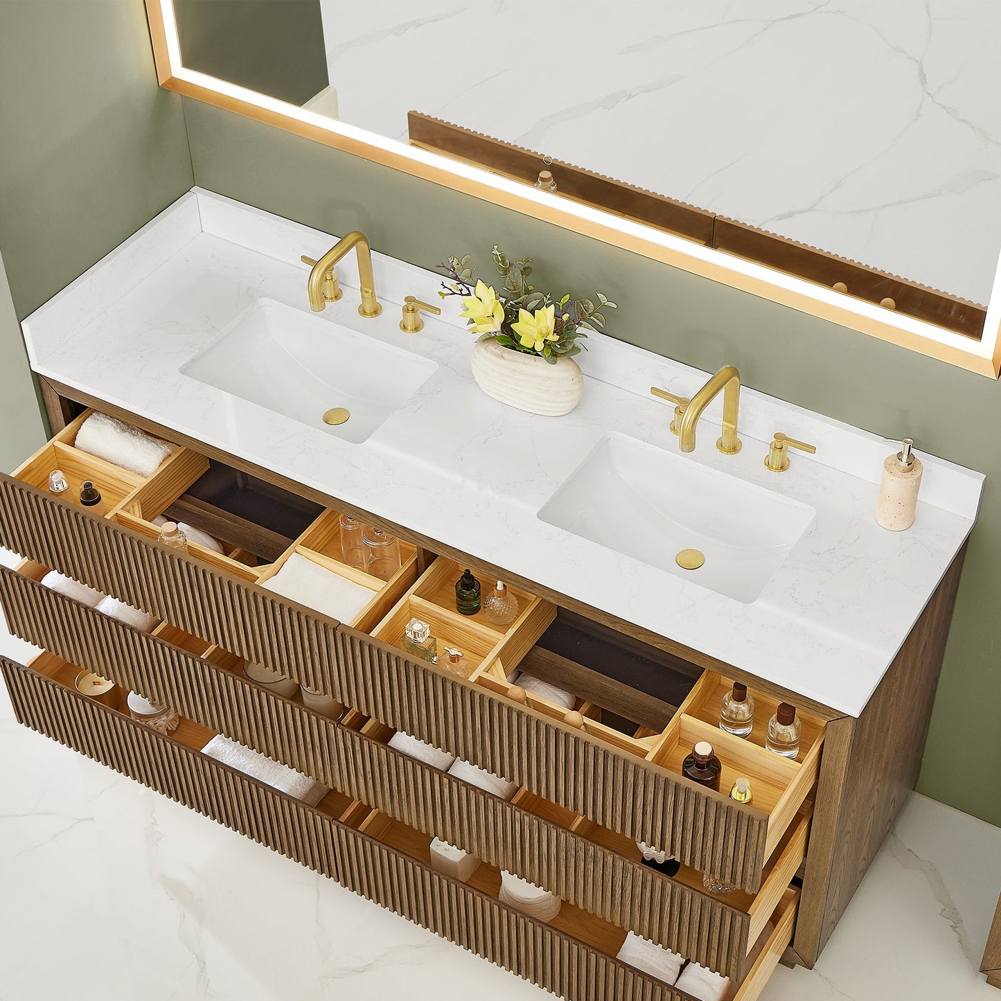 Altair Designs Navan 30"/36"/48"/60"/72" single/double vanity with top - 588030-WB-GW-NM