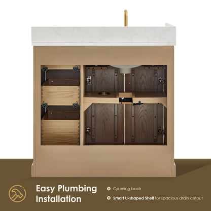 Altair Designs Barnett 36"/48"/60“/72" single/double vanity with top - 589036-NK-GW-NM