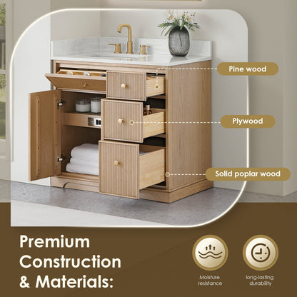 Altair Designs Barnett 36"/48"/60“/72" single/double vanity with top - 589036-NK-GW-NM