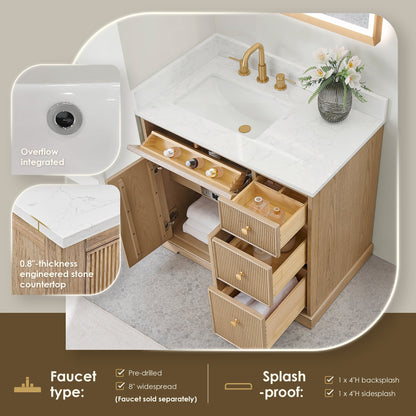 Altair Designs Barnett 36"/48"/60“/72" single/double vanity with top - 589036-NK-GW-NM