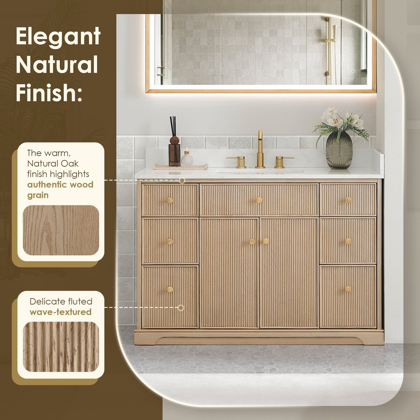Altair Designs Barnett 36"/48"/60“/72" single/double vanity with top - 589036-NK-GW-NM